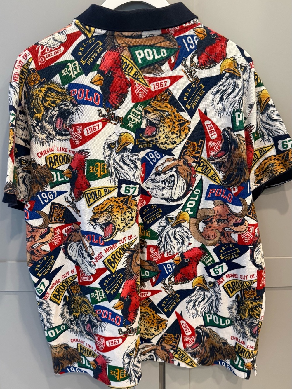Polo Ralph Lauren Slim Fit Polo Shirt Men’s XL Graphic Patchwork Animal Print - Picture 6 of 6